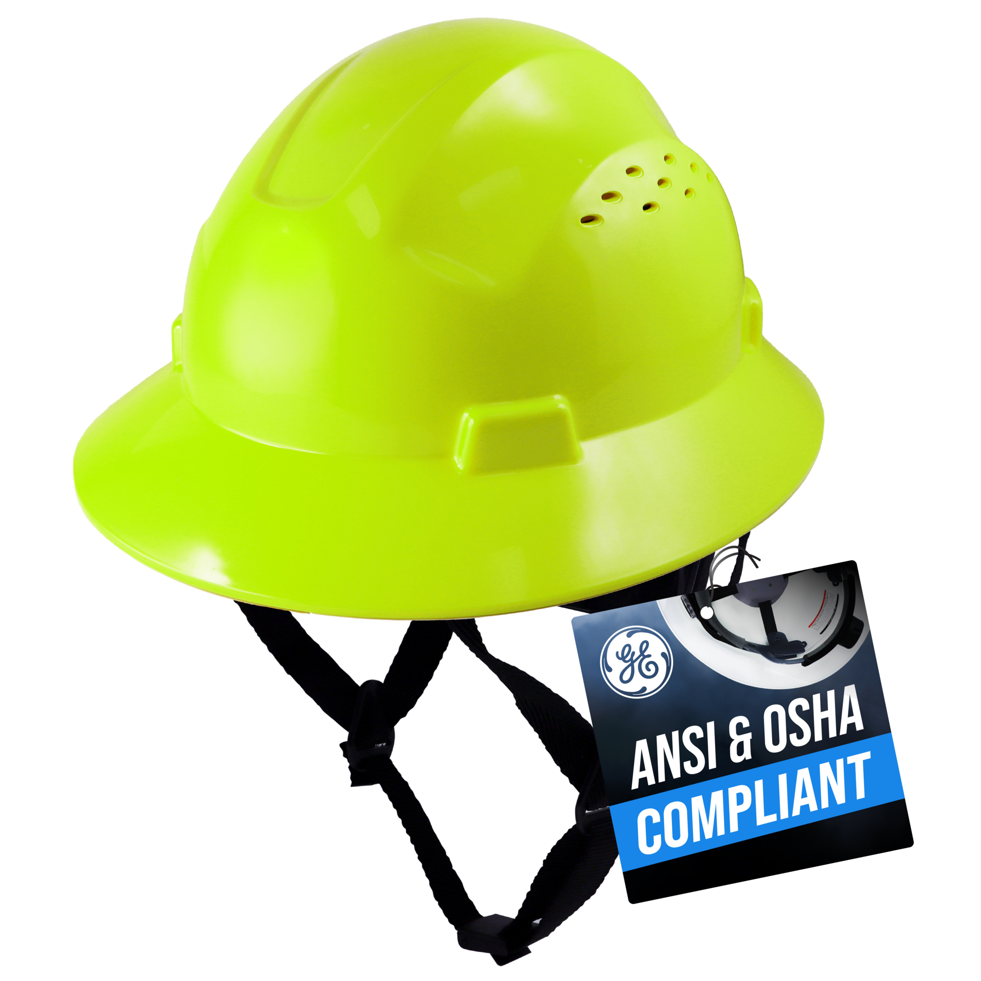 General Electric, SAFETY HI-VIS FULL BRIM HARD HAT VENTED, Model# GH328HN